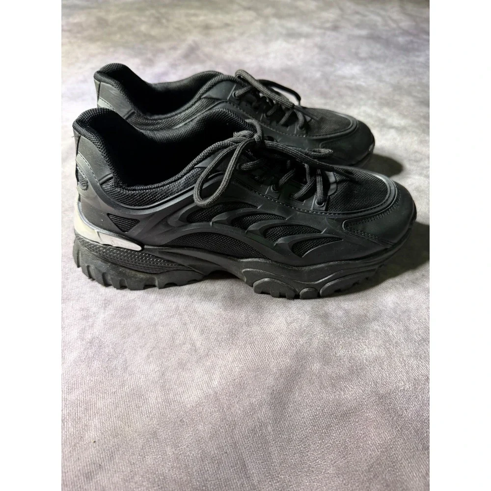 CUCCOO Black Chunky Platform Sneakers Metallic Heel Detail Lug Sole Sz 40